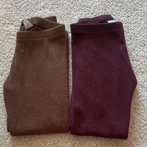 Cozy Kids' Knit Bottoms - Brown and Burgundy